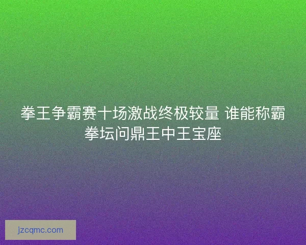 拳王争霸赛十场激战终极较量 谁能称霸拳坛问鼎王中王宝座