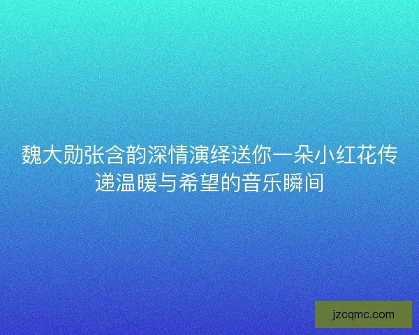 魏大勋张含韵深情演绎送你一朵小红花传递温暖与希望的音乐瞬间